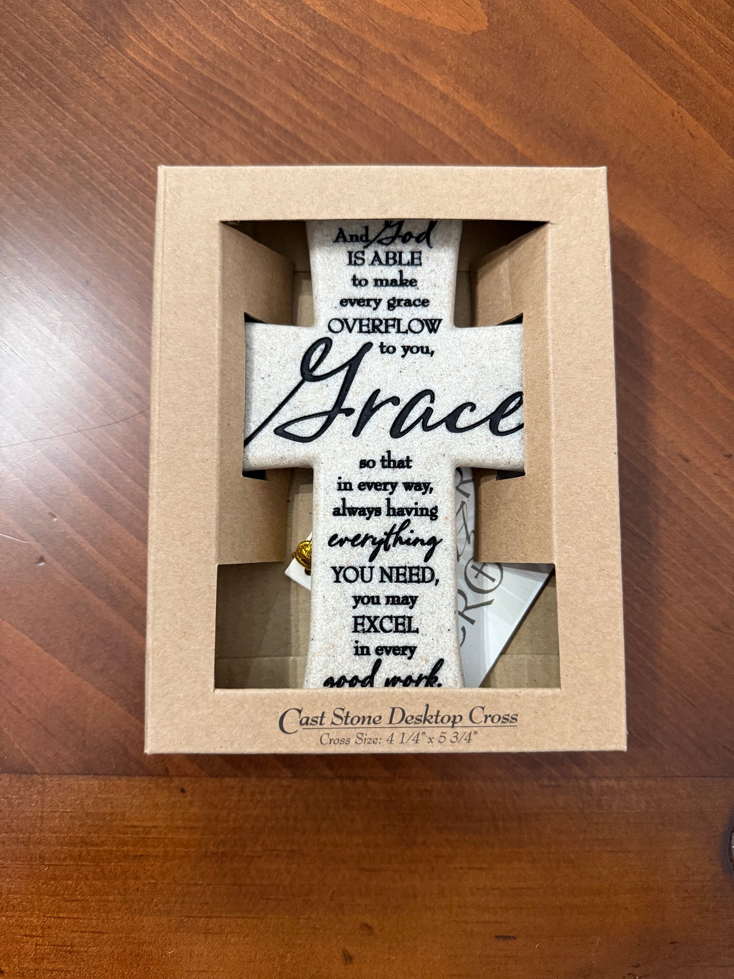 Desktop Cross-Scripture Stone-Grace (#11348) 2 Cor. 9:8