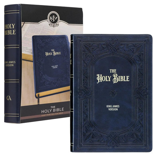 KJV Holy Bible, Giant Print Standard Bible, Teal and Brown Faux Leather Bible w/Ribbon Marker, Red Letter Edition
