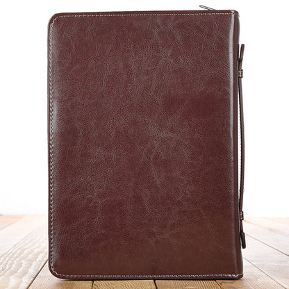 For I Know the Plans I Have For You Bible Cover, LuxLeather, Burgundy and Tan, X-Large