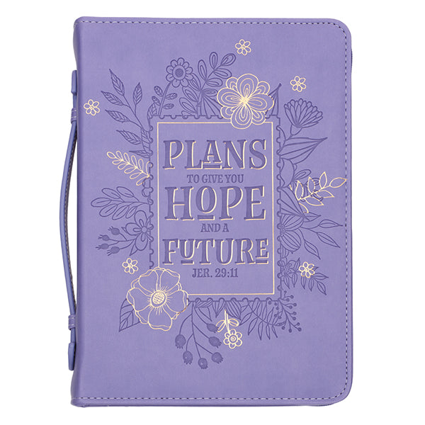 Plans to Give You Hope and a Future Bible Cover, LuxLeather, Purple, Medium