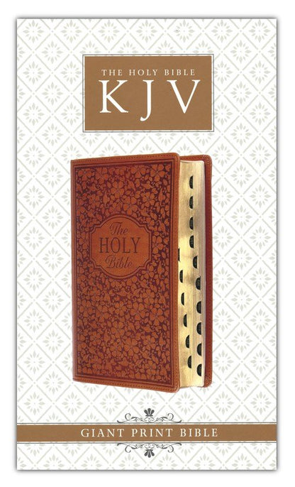 KJV Giant-Print Bible--imitation leather, tan/floral