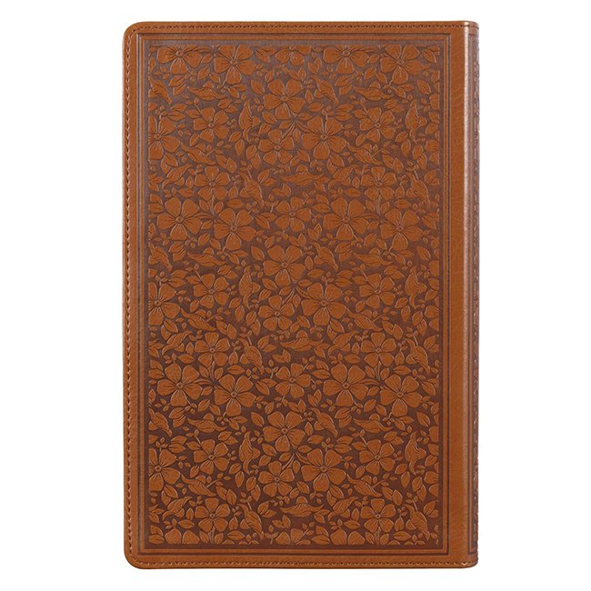 KJV Giant-Print Bible--imitation leather, tan/floral