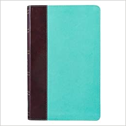 KJV Holy Bible, Giant Print Standard Bible, Teal and Brown Faux Leather Bible w/Ribbon Marker, Red Letter Edition