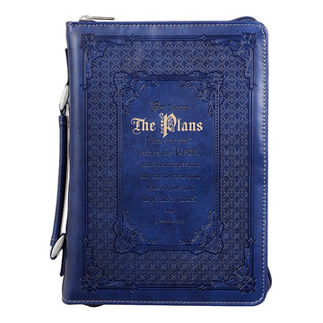 biblia reina valera - Bible Cover-Classic LuxLeather-I Know The Plans-Large-Blue - Floresta Store